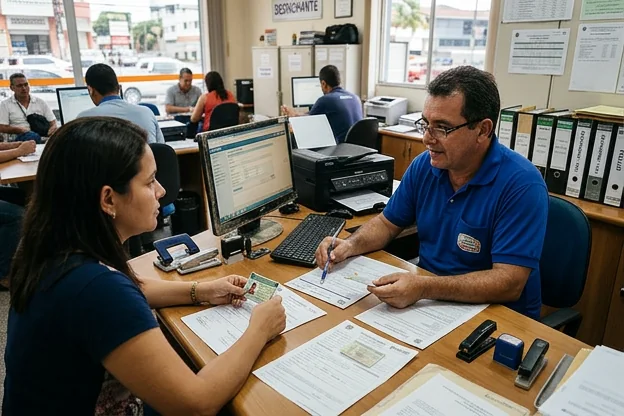 Despachante em Recife trabalhando na renovação da CNH de um cliente.